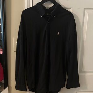 Ralph Lauren- Women’s Black Polo Shirt with Embroidered Logo, Size Large